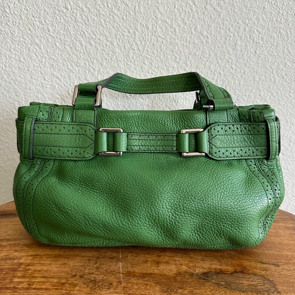Perfect! Vintage DKNY Kelly Green Pebbled Leather Satchel Handbag